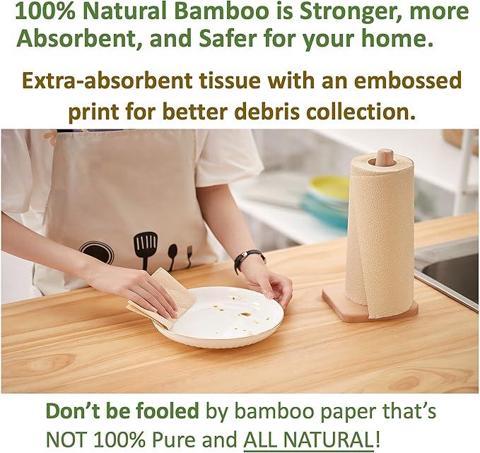 Purafide 100% Natural Bamboo Toilet Paper, Paper Towel Rolls, tree-free, unbleached, 3-Ply, 2 Paper Towel, 4 Large Toilet Paper Rolls (Home Pack) - ModernBath