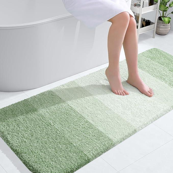 OLANLY Bathroom Runner Rugs 54x24, Extra Soft Absorbent Microfiber Bath Rugs, Rubber Backing, Quick Dry, Washable Bath Mats for Bathroom Floor, Tub and Shower, Home Decor Accessories, Sage Green - ModernBath
