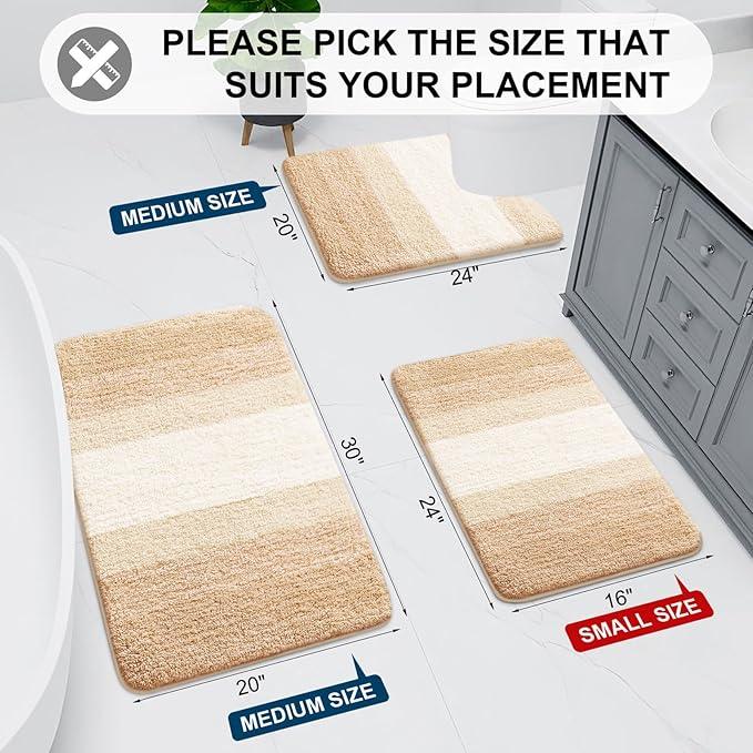 Arotive Microfiber Bathroom Rugs, Shaggy Soft and Absorbent Bath Rug, Non-Slip, Thick Plush Machine Washable Dry Bath Mats for Bathroom, Tub and Shower, 59x24, Beige, Rectangular - ModernBath