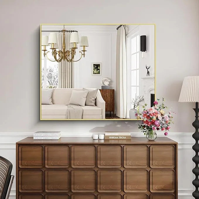 KOCUUY Large Gold Bathroom Mirror, 48x40 Inch Rectangular Mirror for Bathroom Sink, Oversized Wall Mirror with Metal Gold Frame for Living Room, Farmhouse, Entryway, Hang Horizontal/Vertical - ModernBath