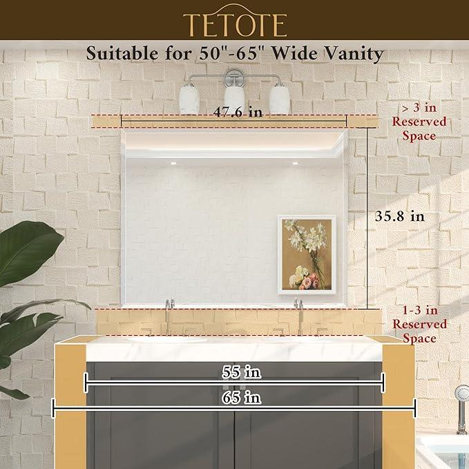 TETOTE 48" x 36" Large Mirror with Frameless Tempered Beveled Edge for Vanity and Bathroom - ModernBath