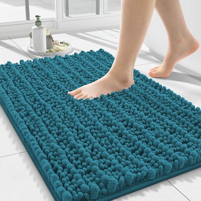 Smiry Bathroom Rugs Mat 24x16, Extra Soft Absorbent Chenille Bath Rugs, Non Slip Rubber Backing Machine Washable Quick Dry Bath Mats for Bathroom Floor, Tub, Shower, Home Decor Accessories, Lake Blue - ModernBath