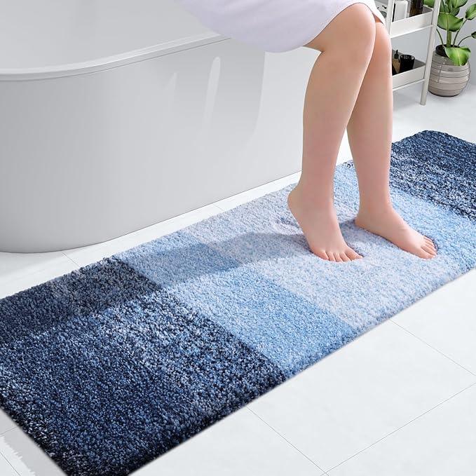OLANLY Bathroom Runner Rugs 59x20, Extra Soft Absorbent Microfiber Bath Rugs, Rubber Backing, Quick Dry, Machine Washable Bath Mats for Bathroom Floor, Tub and Shower, Home Decor Accessories, Navy - ModernBath