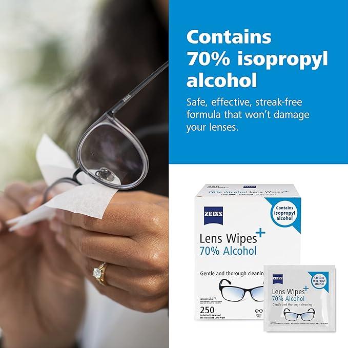 ZEISS Pre-Moistened Lens Cleaning Wipes with 70% Alcohol, 250 Count - ModernBath