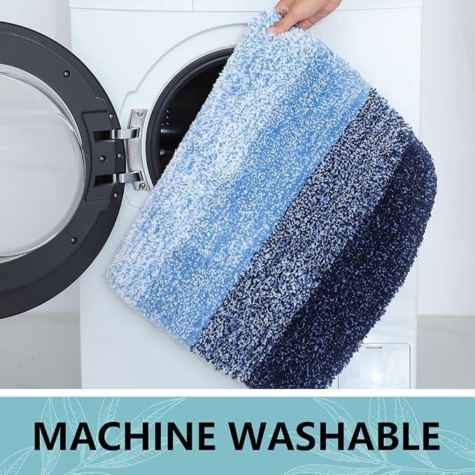 Arotive Microfiber Bathroom Rugs, Shaggy Soft and Absorbent Bath Rug, Non-Slip, Thick Plush Machine Washable Dry Bath Mats for Bathroom, Tub and Shower, 36x24, Blue, Rectangular - ModernBath