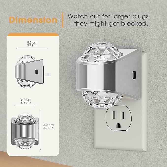 Night Lights Plug into Wall, Star Projector for Bedroom, Silver Night Light Projector for Kids, 9-Color RGB Galaxy Nightlight with Dusk to Dawn Sensor for Bathroom, Gaming Room Decor Gifts, 2 Pack - ModernBath