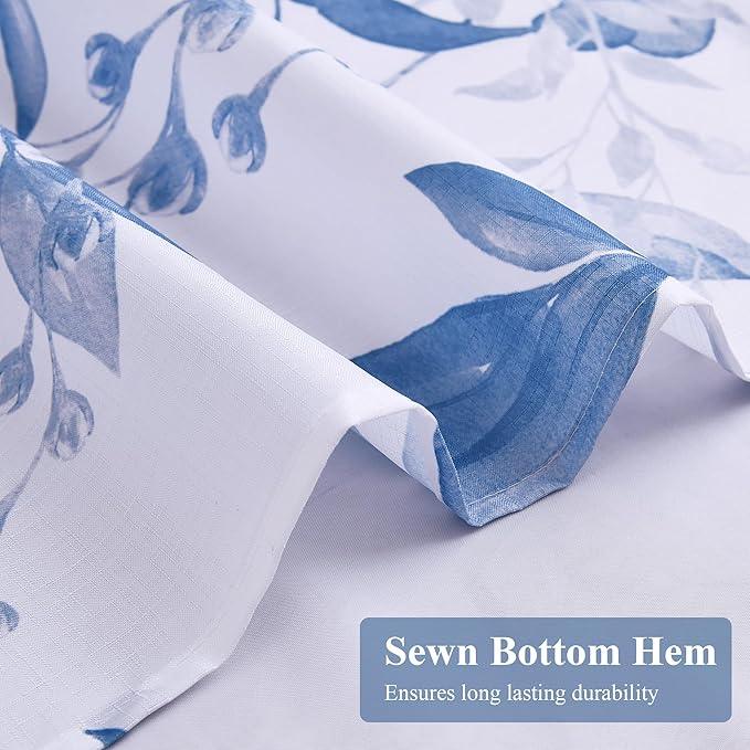 BOODII Dusty Blue Plant Watercolor Shower Curtains 72 inches Long Floral Leaf Shower Curtain for Bathroom Botanical Leaves Dusty Blue Eucalyptus Curtain Jungle Bathroom Decor 72x72 - ModernBath