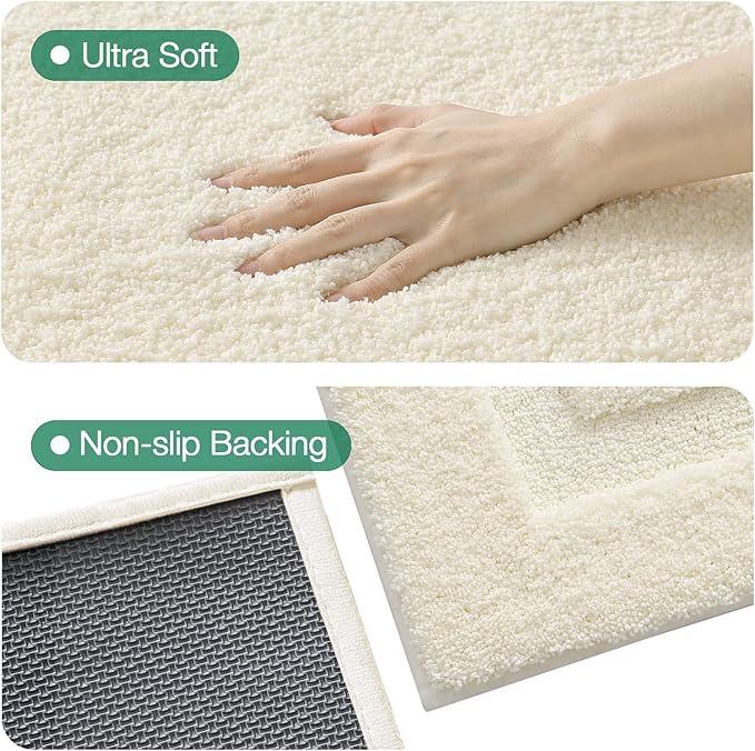 LUMI Ultra Soft Bathroom Rugs Non Slip with Rubber Backing, Absorbent Washable Bath Mat Quick Dry, Upgraded Premium Microfiber Plush Carpet for Bathtub and Shower Floor, Ivory White, 20x32 - ModernBath