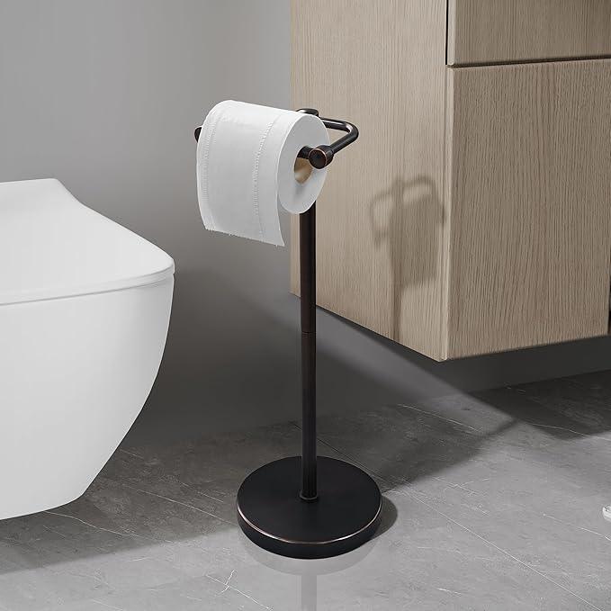 Toilet Paper Holder Stand, Post Pivoting Design Free Standing Toilet Paper Holder, SUS304 Stainless Steel Toilet Paper Roll Holder, Heavy Stable Base (Oil Rubbed Bronze) - ModernBath