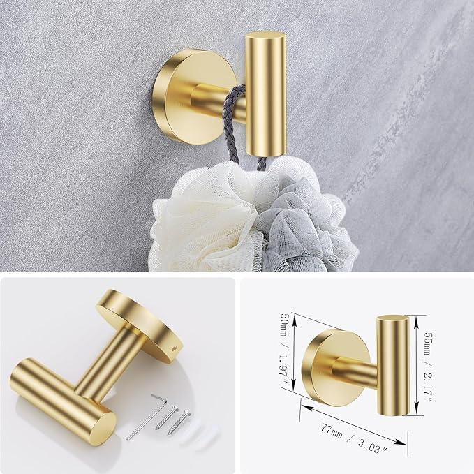 Lairuier Bathroom Hardware Set, 4-Piece Towel Holder Set Include Toilet Paper Holder,Towel Ring and 2 Towel Hooks Stainless Steel Wall Mounted Bathroom Hardware Accessories Set (Brushed Gold) - ModernBath