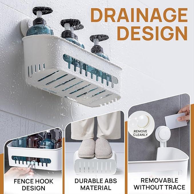 LEVERLOC Shower Caddy Suction Cup Shower Shelf Basket Suction Pack of 2 One Second Installation Removable Powerful Bathroom Organizer Max Hold 22lbs Shower Storage Plastic - ModernBath