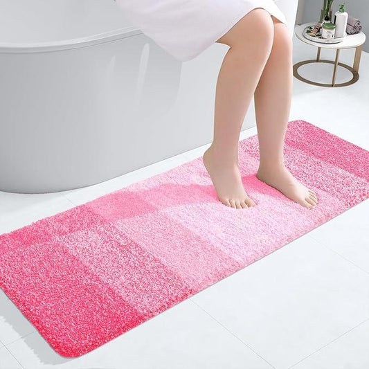 OLANLY Bathroom Runner Rugs 47x17, Extra Soft Absorbent Microfiber Bath Rugs, Rubber Backing, Quick Dry, Machine Washable Bath Mats for Bathroom Floor, Tub and Shower, Home Decor Accessories, Pink - ModernBath