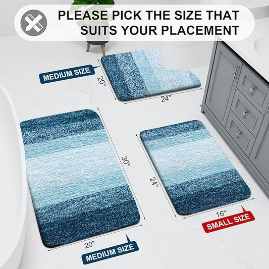 Arotive Microfiber Bathroom Rugs, Shaggy Soft and Absorbent Bath Rug, Non-Slip, Thick Plush Machine Washable Dry Bath Mats for Bathroom, Tub and Shower, 45x27, Peacock Blue, Rectangular - ModernBath