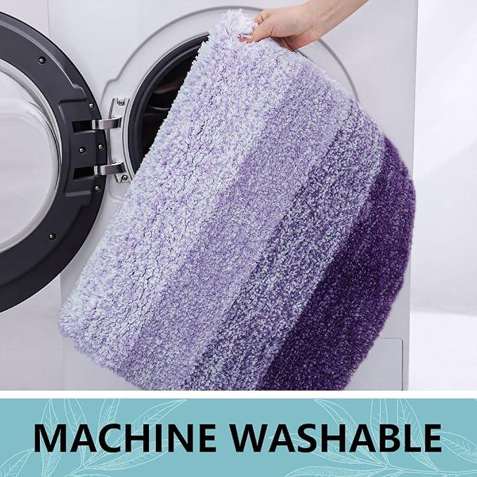 Arotive Microfiber Bathroom Rugs, Shaggy Soft and Absorbent Bath Rug, Non-Slip, Thick Plush Machine Washable Dry Bath Mats for Bathroom, Tub and Shower, 44x24, Dark Purple, Rectangular - ModernBath