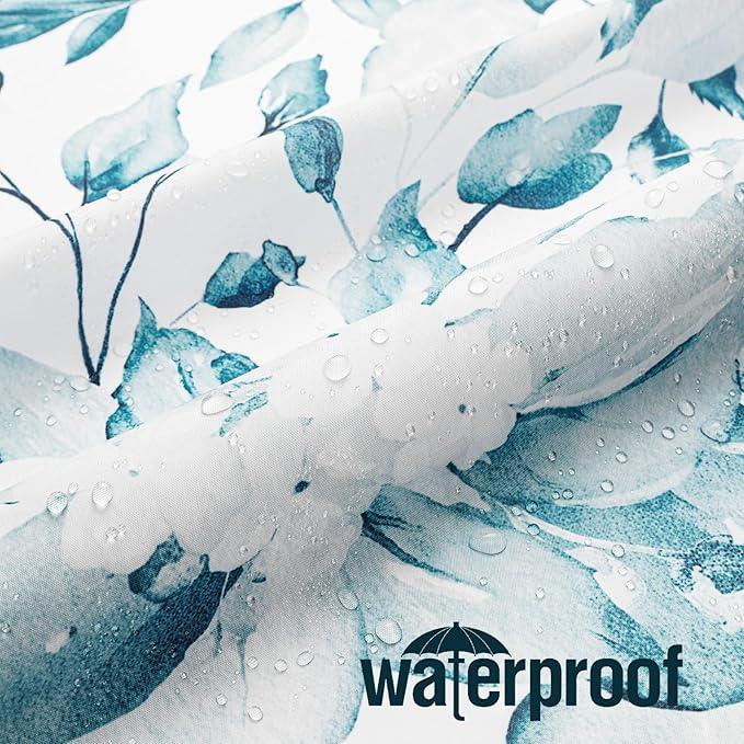 Gibelle Long Shower Curtain 72 x 78, Tall Spa Blue Floral Shower Curtain for Bathroom, Watercolor Plant Eucalyptus Leaves Fabric Shower Curtain Set - ModernBath