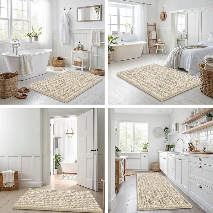 Smiry Bathroom Rugs Mat 36x24, Extra Soft Absorbent Chenille Bath Rugs, Non Slip Rubber Backing Machine Washable Quick Dry Bath Mats for Bathroom Floor, Tub, Shower, Home Decor Accessories, Sand - ModernBath