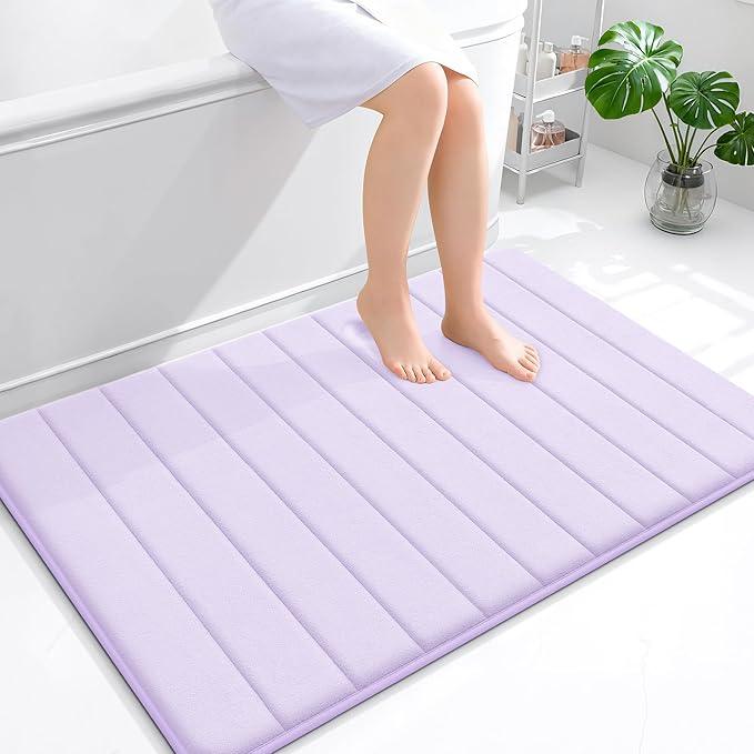 OLANLY Memory Foam Bath Mat 44x32, Super Soft Absorbent Bathroom Rugs, Quick Dry, Machine Washable Shower Floor Rugs, Bathmat Carpet, Bathroom Home Decor Accessories, Lavender - ModernBath