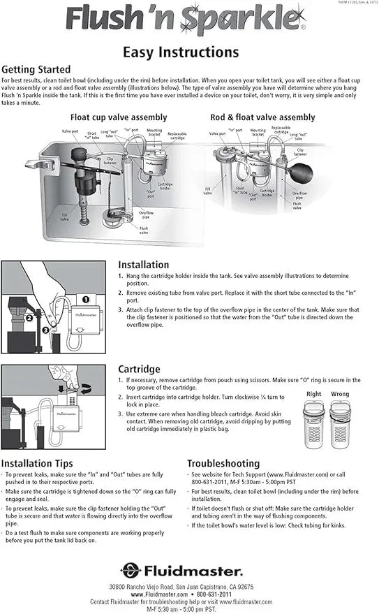Fluidmaster 8202P8 Flush 'n Sparkle Automatic Toilet Bowl Cleaning System Refills, BioBalance Septic 2-Pack - ModernBath