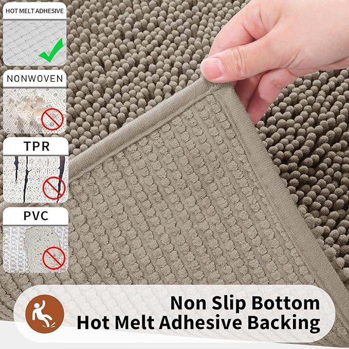 Yimobra Toilet Rugs U Shaped Washable - 24"x20" Non Slip Plush Contour Bath Rugs for Toilet - Super Soft Absorbent Quick Dry Toilet Mats for Bathroom,Camel - ModernBath