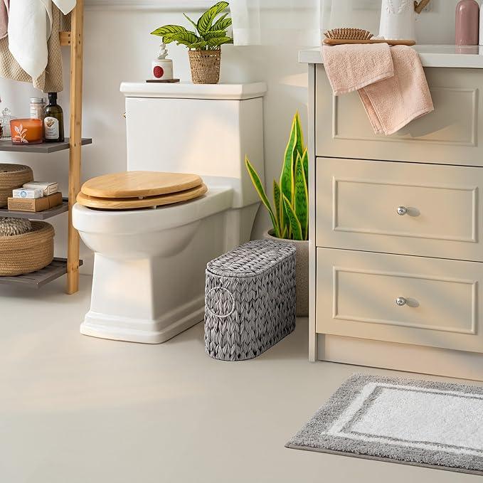 GRANNY SAYS Toilet Paper Storage Basket with Handle, Durable Toilet Paper Holder, Waterproof Bathroom Organizers and Storage, Wicker Basket for Bathroom Storage, Grey - ModernBath
