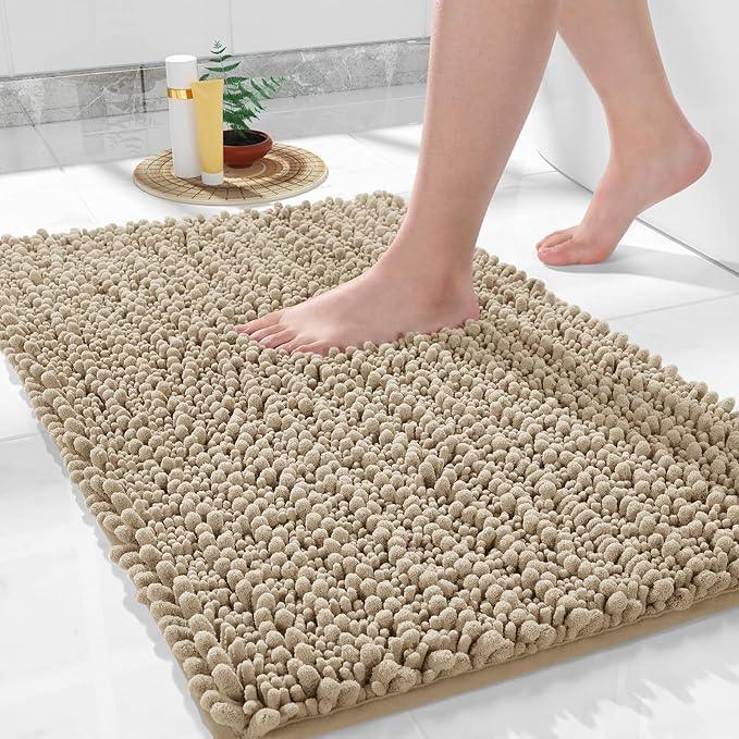 Yimobra Bathroom Rugs Non Slip Washable 24x17 Inch - Ultra Soft Absorbent Chenille Bath Mat, Quick Dry Shaggy Floor Carpet for Tub Shower, Camel Home Decor Accessories - ModernBath