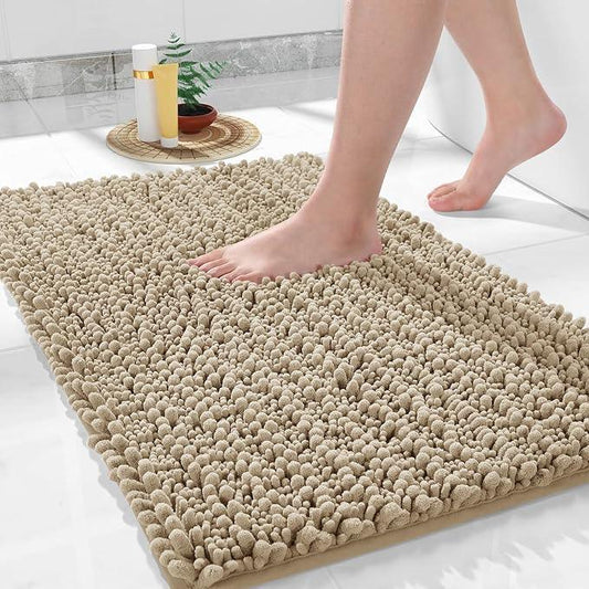 Yimobra Bathroom Rugs Non Slip Washable 24x17 Inch - Ultra Soft Absorbent Chenille Bath Mat, Quick Dry Shaggy Floor Carpet for Tub Shower, Camel Home Decor Accessories - ModernBath