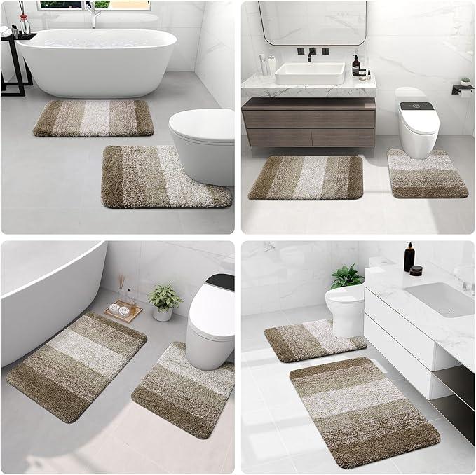 Arotive Microfiber Bathroom Rugs, Shaggy Soft and Absorbent Bath Rug, Non-Slip, Thick Plush Machine Washable Dry Bath Mats for Bathroom, Tub and Shower, 44x24, Coffee, Rectangular - ModernBath