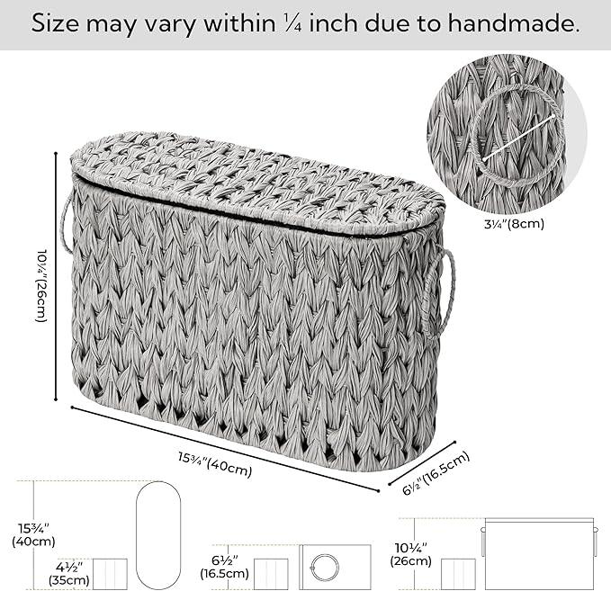 GRANNY SAYS Toilet Paper Storage Basket with Handle, Durable Toilet Paper Holder, Waterproof Bathroom Organizers and Storage, Wicker Basket for Bathroom Storage, Grey - ModernBath