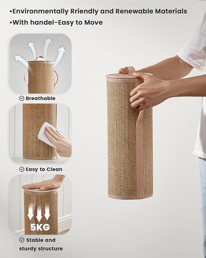 Bamboo Toilet Paper Storage Basket with Lid & Handle - 10L Handwoven Bathroom Organizer for 4 Rolls - Sturdy Stand Holder for Toilet Paper Organization, Carbon Brown - ModernBath