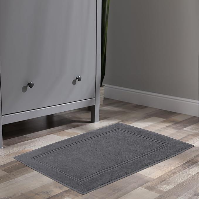 Tens Towels Pack of 2 Bath Mats 100% Cotton, 20 x 32 Inches, Super Absorbent, Hotel Quality Premium Floor Towels, Luxurious, Soft & Quick Dry, Not a Bathroom Rug, Dark Grey - ModernBath