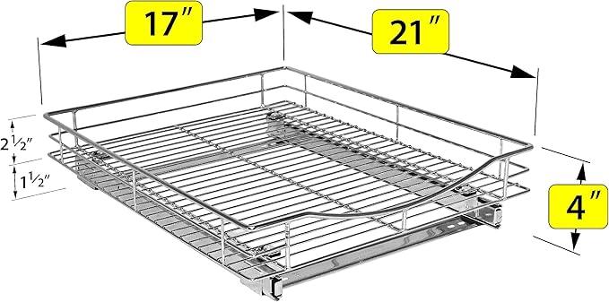 LYNK PROFESSIONAL® Pull Out Cabinet Organizer, 17" x 21" Slide Out Drawers for Kitchen Cabinets - Sliding Pull-Out Pantry Shelves – Home Shelf Organizers - Lifetime Ltd. Warranty, Chrome - ModernBath