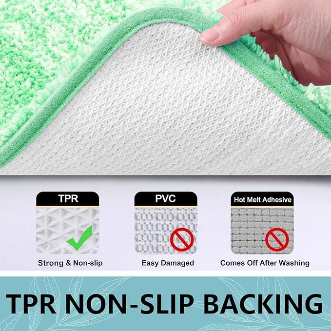 Arotive Microfiber Bathroom Rugs, Shaggy Soft and Absorbent Bath Rug, Non-Slip, Thick Plush Machine Washable Dry Bath Mats for Bathroom, Tub and Shower, 44x24, Green, Rectangular - ModernBath