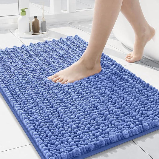 Arotive Luxury Chenille Bathroom Rug Mat, Extra Soft Thick Absorbent Shaggy Bath Rugs, Non-Slip Machine Wash Dry, Plush Bath Mats for Bathroom, Shower and Tub, 24x16, Cornflower Blue - ModernBath