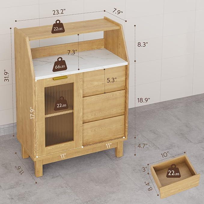 Bathroom Storage Cabinet, Small Storage Cabinets with Doors and Shelves, Coffee Bar Cabinet Buffet Sideboard Cabinet for Dining Room, Living Room, Entryway, Wood - ModernBath