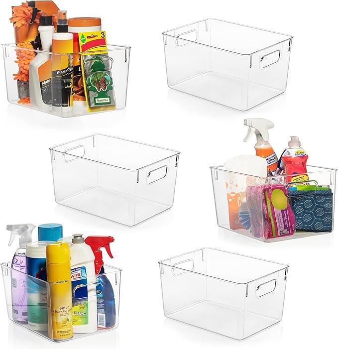 ClearSpace Clear Plastic Storage Bins – Pantry Organizers & Storage Containers, Cabinet Organizer - Home Organization Must Haves for Kitchen, Laundry Room, Office, Closet, Garage & Freezer - ModernBath