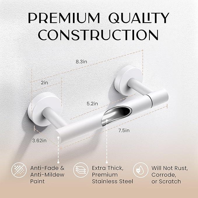 Day Moon™ Matte White Toilet Paper Holder Wall Mount - Modern Pivoting Toilet Paper Roll Holder - ModernBath