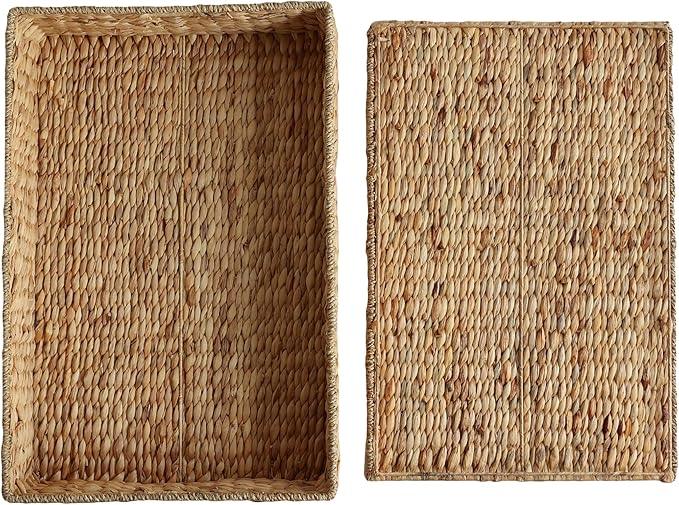 happimess BSK2015A Holden 30" Classic Costal Hand-Woven Hyacinth Wicker Under Bed Storage Basket with for Storage and Decoration in Bathroom, Bedroom, Closet, Entryway, Natural - ModernBath