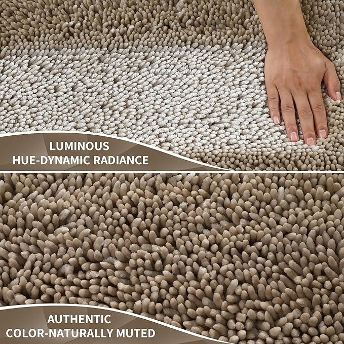 Yimobra Bathroom Rug Set 2 Piece, Luxury Shaggy Bath Mat Set with Non Slip Backing, Ultra Soft & Absorbent Mats for Bathroom Floor, Machine Washable, 31.5"x20"+24"x17", Camel - ModernBath