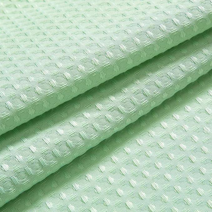 River Dream Heavyweight No Hooks Required Dotted Waffle Weave Shower Curtain with Snap in Liner - 71W x 74H,Hotel Grade,Spa Like Bath Curtain,Green Light - ModernBath