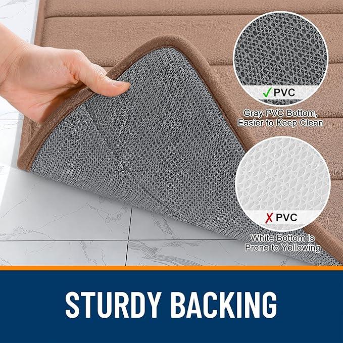 OLANLY Memory Foam Long Bathroom Rugs Runner 59x20, Super Soft Absorbent Bath Mat, Quick Dry, Machine Washable Shower Floor Rugs, Bathmat Carpet, Bathroom Home Decor Accessories, Mocha - ModernBath