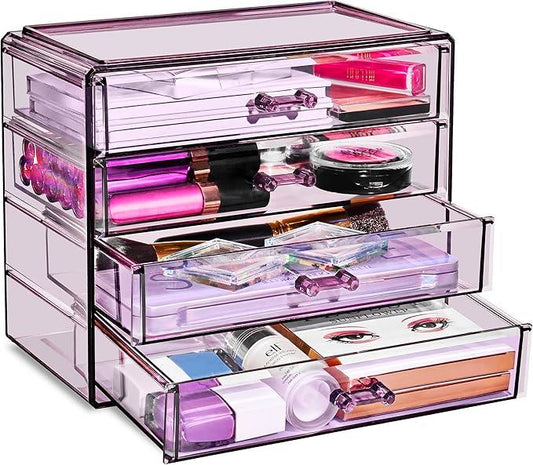 Sorbus Makeup Organizer - 4 Drawer Acrylic Make Up Organizers and Storage for Cosmetics, Jewelry, Beauty Supplies, Clear Makeup Organizer for Vanity, Girl's Room, College Dorm, Counter, Bathroom Sink - ModernBath
