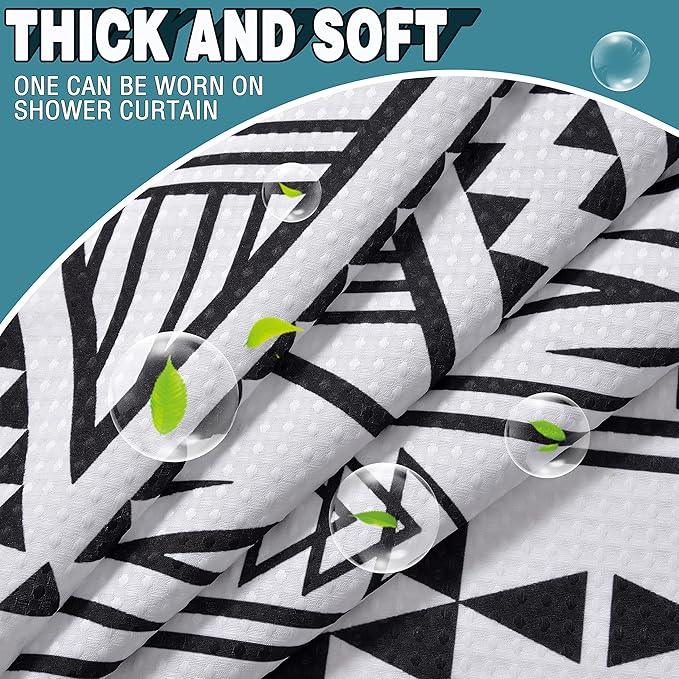 Conbo Mio Extra Long No Hook Waffle Weave Shower Curtain with Snap in Liner Set, Hotel Luxury Boho Shower Curtains for Bathroom with See Through Top Window, Waterproof, Washable 71W x 84H White - ModernBath