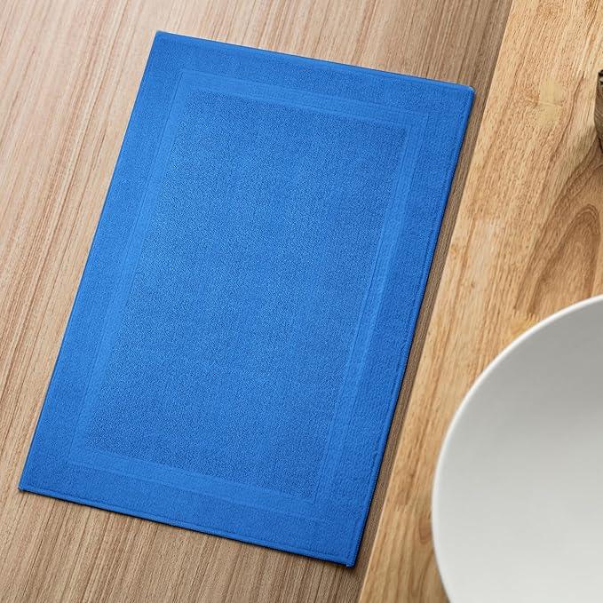 Infinitee Xclusives Premium Cotton Bath Mats for Bathroom – Pack of 2 | 34x22 Inches | Ultra Soft, Super Absorbent, Non-Slip, Machine Washable Mats (Eloquent Blue) [Not a Rug] - ModernBath