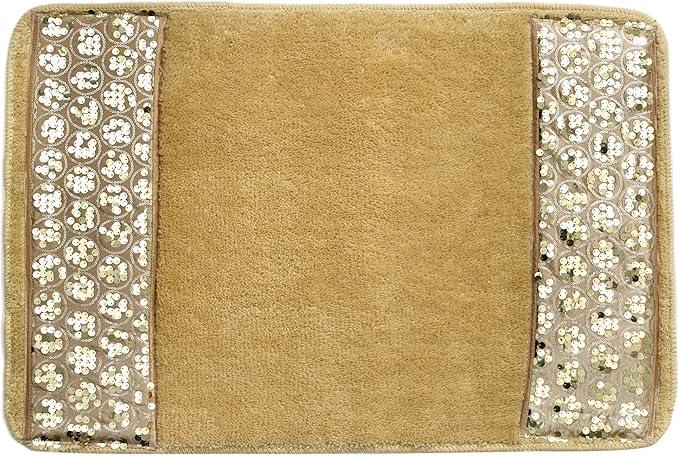 Zahari Home Sinatra Modern Bathroom Rug Classic Luxury Bath Rug Contemporary Decor Champagne Gold Bath Mat for Shower Unique Design Stylish Bathroom Rug Bath Shower Tub Décor - ModernBath