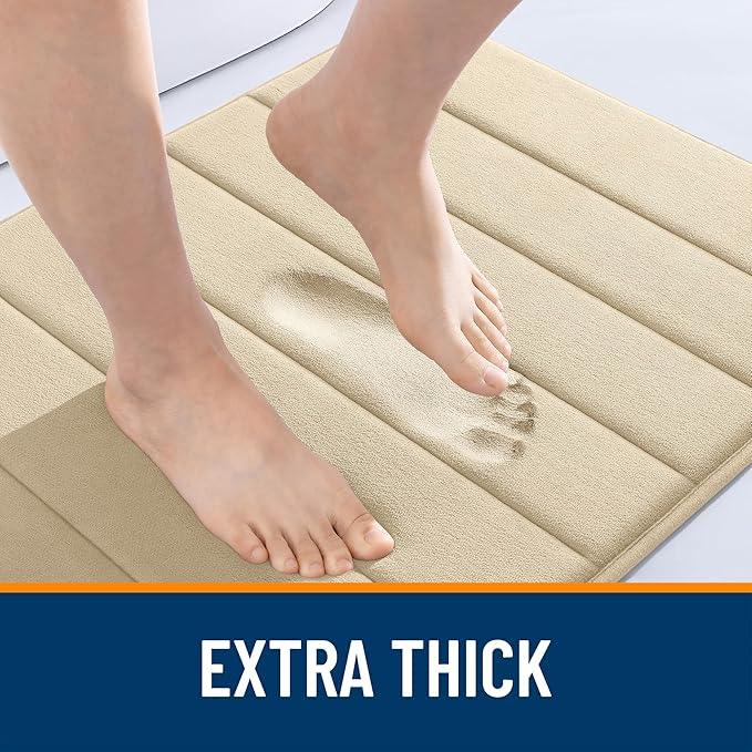OLANLY Memory Foam Bath Mat 70x46, Super Soft Absorbent Bathroom Rugs, Quick Dry, Machine Washable Shower Floor Rugs, Bathmat Carpet, Bathroom Home Decor Accessories, Beige - ModernBath