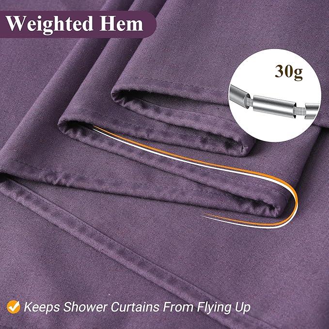 Naturoom Purple Linen Shower Curtain, Country Boho Farmhouse Bath Decor Shower Curtains Neutral Cloth Weighted Textured Fabric Bath Curtain Liner with Hooks, 72x72 - ModernBath
