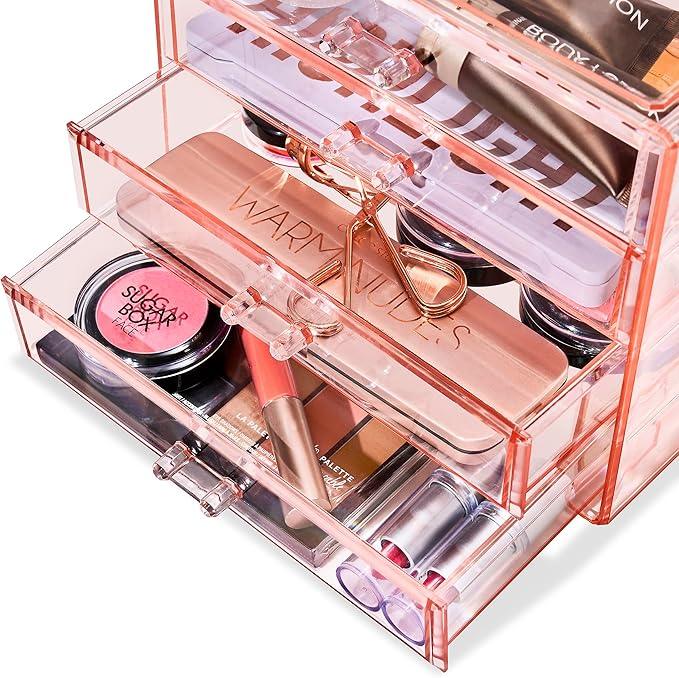 Sorbus Makeup Organizer - 4 Drawer Acrylic Make Up Organizers and Storage for Cosmetics, Jewelry, Beauty Supplies, Clear Makeup Organizer for Vanity, Girl's Room, College Dorm, Counter, Bathroom-Sinks - ModernBath