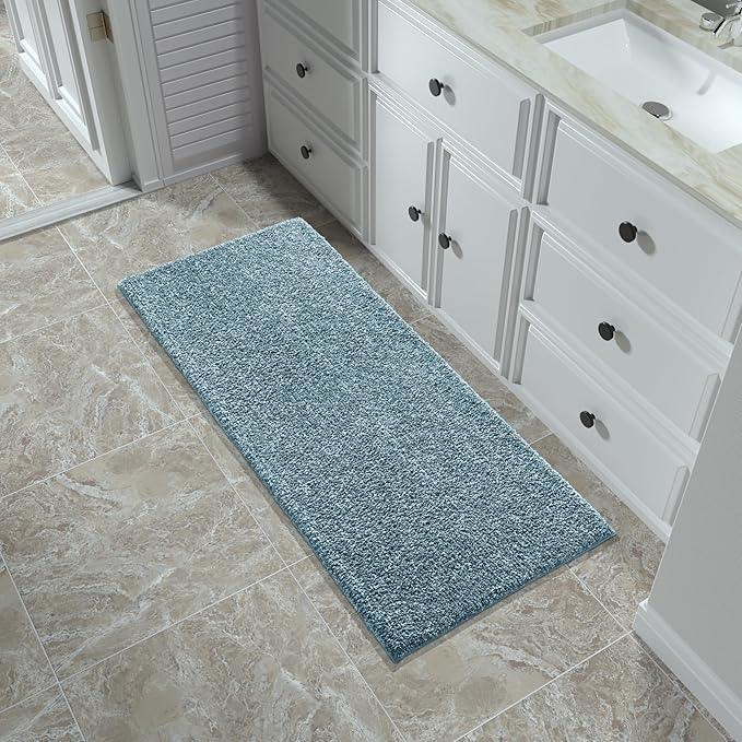 Yimobra Bathroom Runner Rug Non Slip Washable, Soft Absorbent Microfiber Long Bath Mat, Dual-Tone Decor Rug with Rubber Backing for Floor, Tub and Hallway,56x24,Home Essentials,Denim Blue - ModernBath