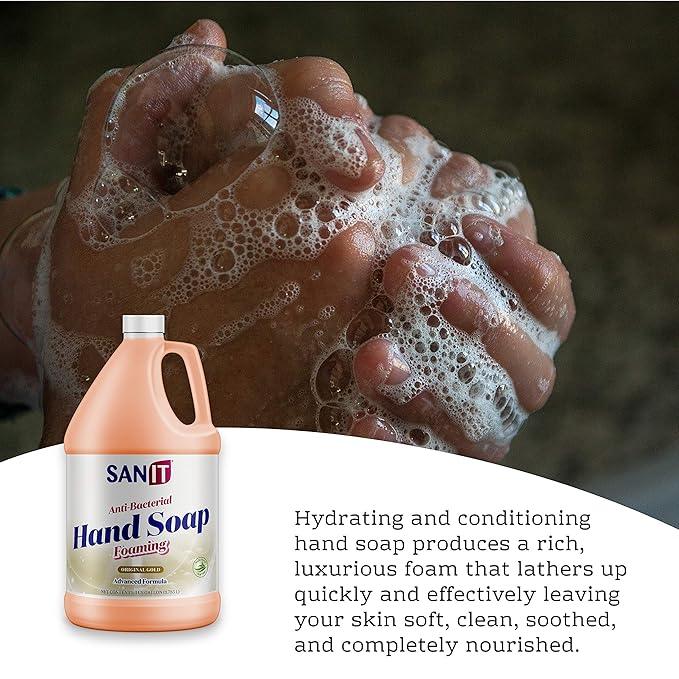 Sanit Antibacterial Foaming Hand Soap Refill - Advanced Formula with Aloe Vera and Moisturizers - All-Natural Moisturizing Hand Wash - Made in USA, Original Gold, 1 Gallon - ModernBath