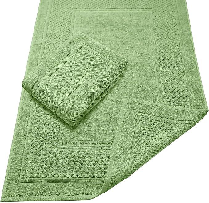 Avalon Towels Sage Green Bath Mat - 100% Cotton Set of 2 Absorbent Bathmat - Bathroom Mats Quick Dry Bath Mats for Bathrooms (22x34 Inches) - ModernBath